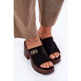VINCEZA Ladies Sandals On Chunky Heel With Golden Detail | ePonuda.com