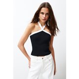 Trendyol Black Color Blocked Barbell Ribbed Stretchy Knitted Blouse Cene