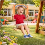 Kinder Home Dečija drvena ljuljaška za dvorište sa konopcima – prirodno drvo, 33 cm | Eponuda.com