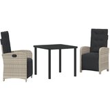 vidaXL Set od 3 dijela za vrt sa svijetlosivim poli ratan jastučićima, vrtni stol crn 80x80x73 cm od kaljenog stakla Cijene