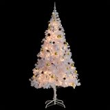 vidaXL umjetno božićno drvce s kuglicama i led svjetlima bijelo 210 cm | shoptok.hr