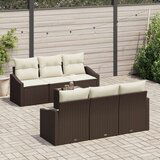  7-Dijelni Vrtni Sofa Set s Jastučićima Smeđi Poli Ratan | shoptok.hr