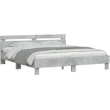  Okvir za krevet s uzglavljem i LED siva boja betona 200x200 cm | shoptok.hr
