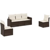  5-dijelni set vrtnih sofa s jastucima poliratan smeđi | shoptok.hr