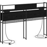 vidaXL Skladiščni naslon z vzglavjem Črni hrast 150 cm Konstruiran les | Shoptok.si
