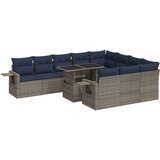  11-dijelni set vrtnih sofa poliratan i bagrem s jastucima sivi | shoptok.hr