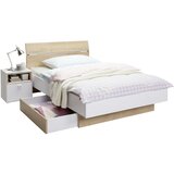 Hom`in postelja 120 cm x 200 cm , leseni material bela, barve hrasta | Shoptok.si