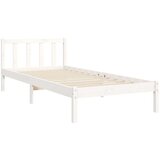  Posteljni okvir z vzglavjem bel 100x200 cm trden les | Shoptok.si