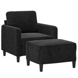  Fotelja s tabureom crna 60 cm baršunasta | shoptok.hr