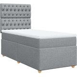 vidaXL Box spring postelja z vzmetnico svetlo siva 90x200 cm blago | Shoptok.si
