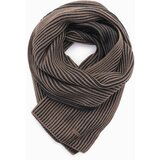Ombre Men's knitted scarf with two-tone stripes - brown and black Cene