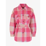 Pieces Pink Plaid Lightweight Shirt Jacket Selma - Women