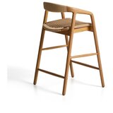 Kave Home Barski stol z nasloni za roke iz masivnega hrasta v naravni barvi (vi&amp;scaron;ina sedeža 65 cm) Derile &amp;ndash; Slike