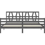  Okvir za krevet s uzglavljem sivi 200 x 200 cm od masivnog drva | shoptok.hr