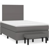vidaXL Box spring postelja z vzmetnico siva 120x190 cm umetno usnje, (21111207) | Shoptok.si