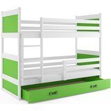 Rico drveni dječji krevet na kat s ladicom - bijeli - zeleni - 200*90cm | shoptok.hr
