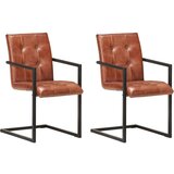 vidaXL Nihajni jedilni stoli 2 kosa rjavo pravo usnje | Shoptok.si