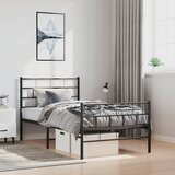 vidaXL Kovinski posteljni okvir z vzglavjem in vznožjem črn 100x200 cm | Shoptok.si