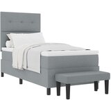 vidaXL Postelja z box springom in matracom ter klopjo svetlo siva 90x190 cm Tkanina | Shoptok.si