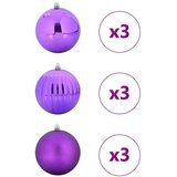 vidaXL Set Božićnih Ukrasnih Kuglica 9 pcs Lila | shoptok.hr