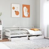 vidaXL Dnevna postelja s predali bela 90x190 cm trdna borovina Cene
