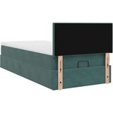 vidaXL Otomanski posteljni okvir z vzmetnico zelen 90x200 cm žamet | Shoptok.si