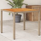 vidaXL Vrtna miza bež 90x90x75 cm poli ratan in akacijev les Cene