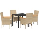 vidaXL 5-dijelni set za blagovanje u vrtu s jastučićima Bež Poli Ratan | shoptok.hr