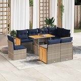  9-dijelni set vrtnih sofa poliratan i bagrem s jastucima sivi | shoptok.hr