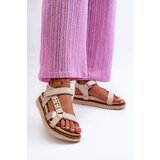 Kesi Zazoo women's leather platform sandals, beige | shoptok.hr