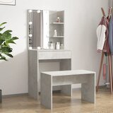  The Living Store Komplet toaletnih mizic z LED lučkami betonsko siv konstr. les - Komplet LED Toaletnih Mizic, (21441839) Cene