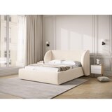 Micadoni Krem tapecirani bračni krevet s prostorom za odlaganje s podnicom 200x200 cm Miley – | shoptok.hr