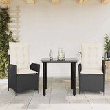  3-dijelni vrtni blagovaonski set s jastucima od poliratana crni | shoptok.hr