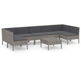 Maison Chic Seti vrtnega pohištva - Vrtna garnitura - Vrtni pohištvo set 8-delna z blazinami poli ratan siva, (21799129) | Shoptok.si