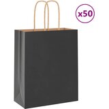 vidaXL Papirnate vrečke 50 kosov z ročaji črne barve 18x8x22 cm Cene