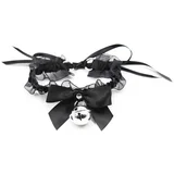 BDSM Line Collar with Bow, Bell and Lace Black
