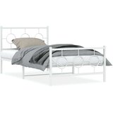vidaXL Kovinski posteljni okvir z vzglavjem in vznožjem bel 100x200 cm | Shoptok.si