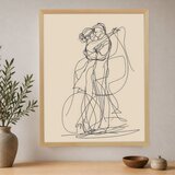 Wallxpert uramljena slika na platnu Cc-D-Ah-1047, linijski crtež para u plesnom zagrljaju na bež pozadini, 45 x 60 cm | Eponuda.com