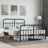 vidaXL Metalni okvir kreveta uzglavlje i podnožje crni 135x190 cm | shoptok.hr