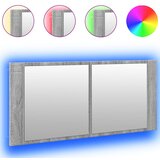 Furnova LED kopalniška omarica z ogledalom siva sonoma 100x12x45 cm, (21947290) | Shoptok.si