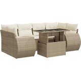 Maison Chic Seti vrtnega pohištva - Vrtna garnitura - Vrtni pohištvo set 7-delna z blazinami bež poli ratan, (21804116) | Shoptok.si