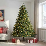  Umjetno božićno drvce s nogom 180 cm 300 LED lampica - Zelena 180 cm s LED svjetlima | shoptok.hr