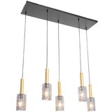 QAZQA Viseča svetilka zlata z dimnim steklom podolgovata 5-light - Elva | Shoptok.si