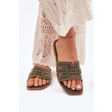 Boto Embellished Flat Sandals Green Anniles | shoptok.hr