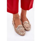 Boto Perforated Ballerinas With Open Heel Gold Navinnia | Shoptok.si