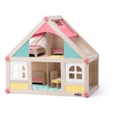  Drvena kućica za lutke s namještajem + 2 lutke | Shoptok.si