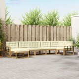  Set vanjskih sofa 7 kom. Bijela i krem Smeđa 406 x 168,5 x 73 cm | shoptok.hr