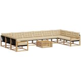 vidaXL Zunanja garnitura za sedenje z blazino 11 pcs Bela in bež, (5000280054) | Shoptok.si
