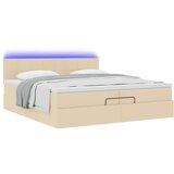  Otomanski okvir kreveta s madracima krem 200x200cm od tkanine | shoptok.hr