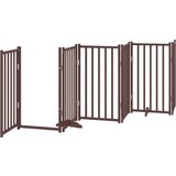 vidaXL Ograda za pse z vrati zložljiva 9 panelov rjava 450 cm les | Shoptok.si